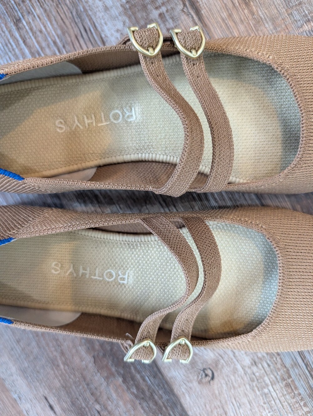 Rothy's The Double Buckle Mary Jane Java Chip Biege Ballet Flats Sz 8 - Picture 11 of 13